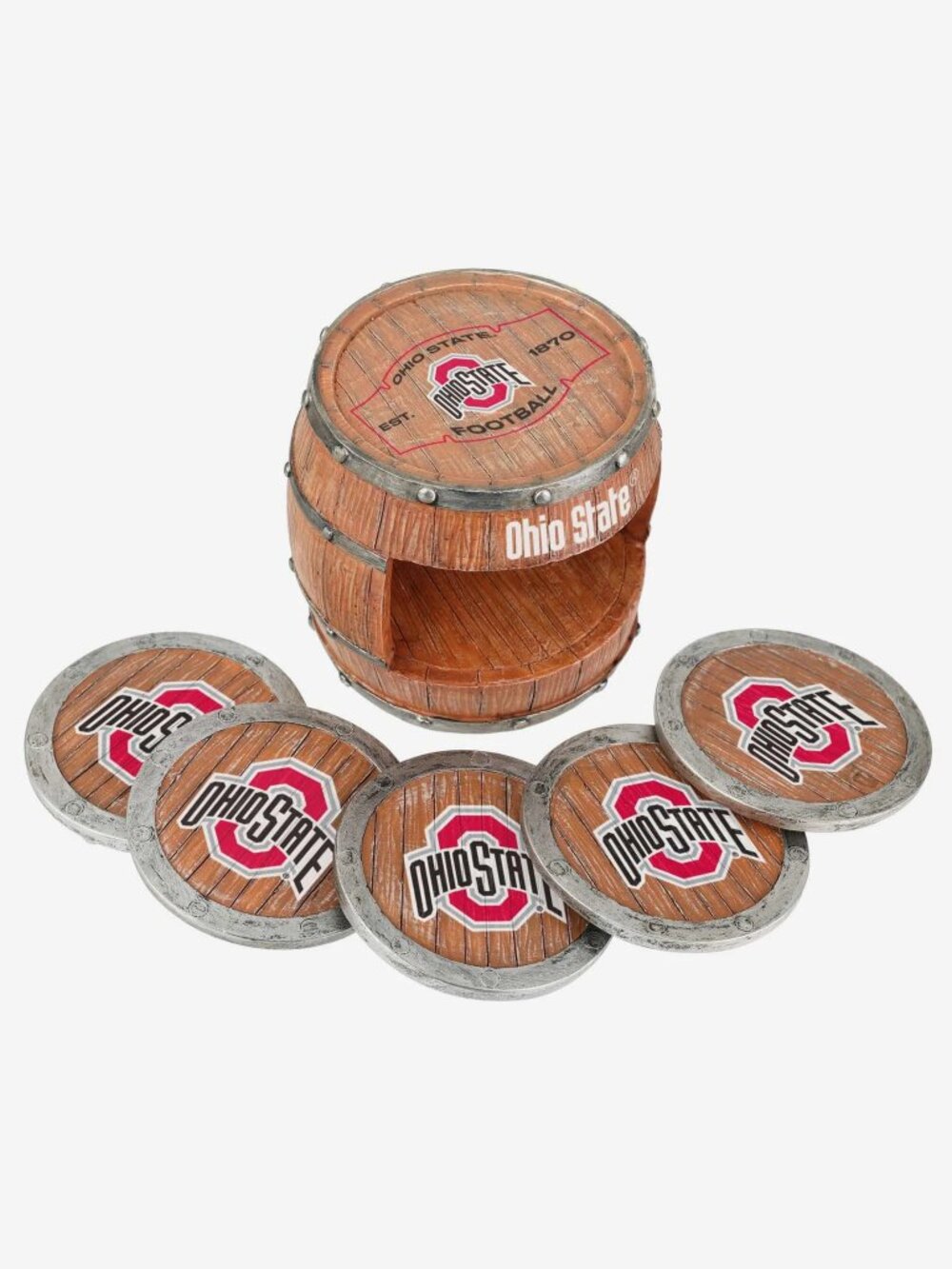 Ohio State Buckeyes 5 Pack Barrel Coaster Set